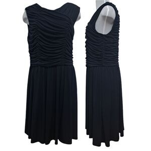 Brooks Brothers Red Fleece Ruffled Ruched Sheath Dress Knee Length XL Navy NWT